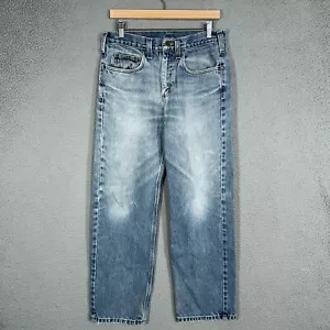 VTG Carhartt Jeans Mens 32X29 Blue Relaxed Straight Distressed Grunge Workwear - Picture 1 of 14