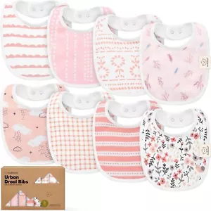 8pcs Organic Baby Bibs,Soft Cotton Drooling and Teething Bibs,Easy to Clean - Picture 1 of 9