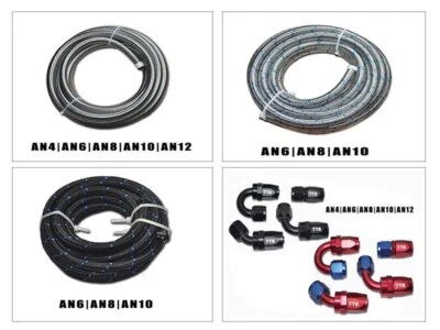 10FT FUEL HOSE AN4 6 8 10 12  FITTING STAINLESS STEEL NYLON BRAIDED E85 OIL LINE - Image 1 of 4