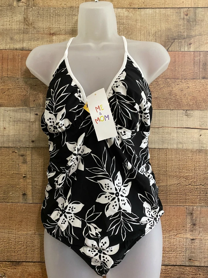 me and mom lycra bathing suit black and white med  - Image 1 of 3