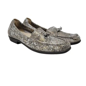 SAS Metallic Snakeskin Hope Loafers with Tassels Silver Gold Size 9 - Picture 1 of 11