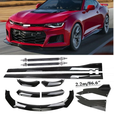 Front Bumper Lip Splitter Spoiler Side Skirt For Chevrolet Camaro LT SS RS Glo Foto 1 de 4