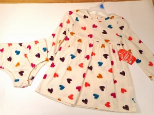 Baby Girls Dress & Panty Set Hearts Dresses 2pcs 0/3, 3/6, 6/9mo,12, 18mo, 24mos - Picture 1 of 4