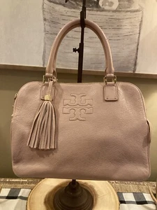 Tory Burch Leather Thea Triple Zip Compartment Tassel Satchel Bag Blush Pink - Picture 1 of 14