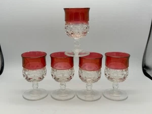 Vintage Kings Crown Ruby Flash ~ 8er Set Cordial Stielgläser 2 Unzen ~ von Colony - Bild 1 von 13