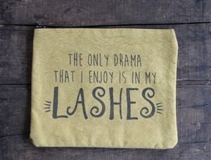 Zipper Pouch Only Drama I Enjoy is in My Lashes Makeup Bag 9 x 11 inch Canvas - Picture 1 of 2
