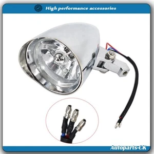 For Bobber Chopper Dyna 12V Motorcycle Chrome Visor Headlight Lamp - Picture 1 of 8