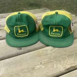 NWT Vintage John Deere Mesh Trucker Hat Green Yellow Patch Snapback - Picture 1 of 21
