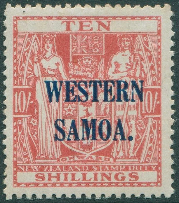 Samoa 1935 SG191 10s brazos carmín-lago SOMOA OCCIDENTAL. ovpt MLH Foto 1 de 1