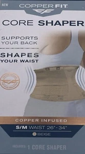 NEW - COPPER FIT Core Waist Belt Trainer Shaper Women Beige S/M Waist 26"-34" - Picture 1 of 6