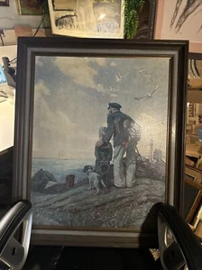 NORMAN ROCKWELL + " LOOKING OUT TO SEA " + CIRCA 1970'S + SIGNED Oil On Canvas - Picture 1 of 5