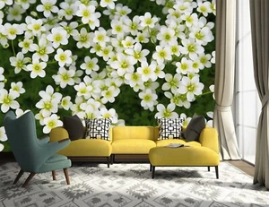 3D White Petals S1304 Wallpaper Mural Self-adhesive Removable Sticker Kids Pa - Picture 1 of 11