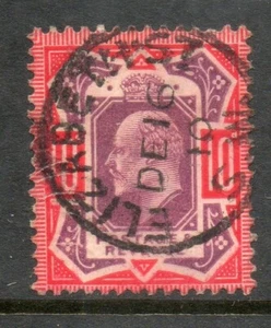 EDVII SG254a 10d dull purple & scarlet No Cross crown Cat £300 Elizabeth st cds - Picture 1 of 3