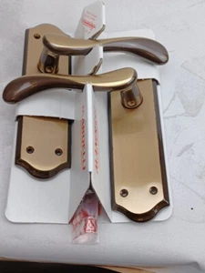 Pair Door Handles Mandelli Ande Mahogany Brass New - Picture 1 of 4