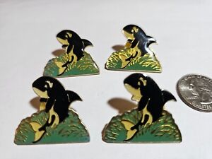 ~4~ 1980/90s ORCA KILLER WHALE HAT LAPEL CAP CLOTHING PINS METAL RESIN WHALES 1