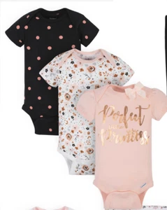 Baby Girl Lot of 3 Onesies Organic Cotton Princess NWT Gerber Preemie NB 6-9 - Picture 1 of 1