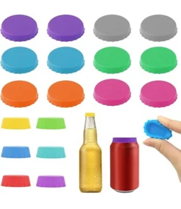 18 PCS Bottle/Can Lid Covers - Soft Drink, Energy Drinks, Beer etc Silicone - Picture 1 of 7