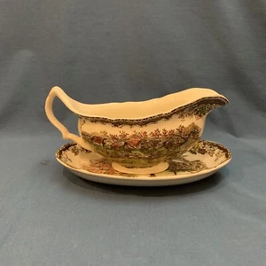 Johnson Brothers The Friendly Village Gravy Boat y placa base excelente estado. - Imagen 1 de 6