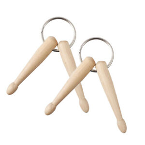 2 Pair Mini Drumstick Keychain Wooden Key Ring Chain Music Drummer Band Gift