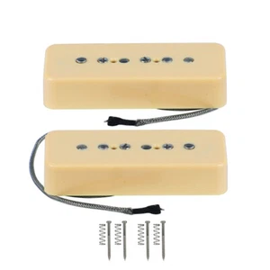 Set Soap Bar P90 Pastillas Alnico 5 LP Guitarra Mástil y Puente Pickup Crema Cover - Imagen 1 de 8