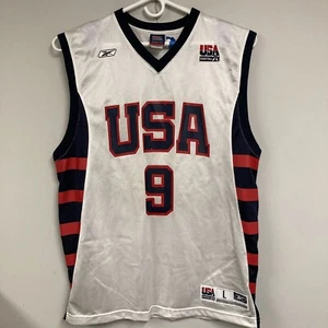 Reebok Lebron James USA Olympics Basketball NBA White Jersey #9 Size Large - Picture 1 of 10