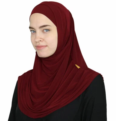 Cachecol e capota Turkish Firdevs Practical Amira Hijab vermelho escuro - Imagem 1 de 4