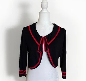 Hell Bunny Black and Red Cropped Sailor Bolero Cardigan Size XL - Picture 1 of 9