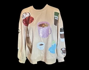 ⭐️Felpa con paillettes Queen Of Sparkles (oversize) Caffiene Queen usata in ottime condizioni - Foto 1 di 11