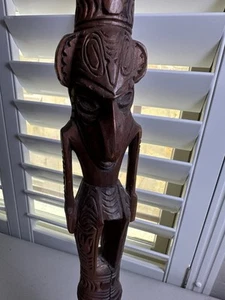Tiki Folk Art Antique Wood Incredibly Hand Carved Walking Stick Cane - Picture 1 of 22