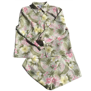 Pendleton Tropical Floral Silk Blend Skirt Set Olive/Pink/Yellow, Size 16W / 18W - Picture 1 of 11