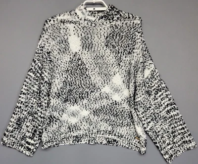 Suéter Marc New York Mujer Grande Negro Blanco Tejido Difuso Pullover Suave Acogedor Foto 1 de 4