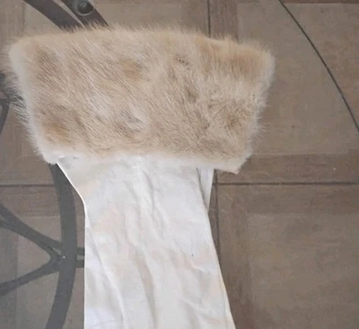 25 In White Kid Lesther Gloves Topped Blonde Cuff Excellent Condition 5z 7 1/2 - Image 1 of 4