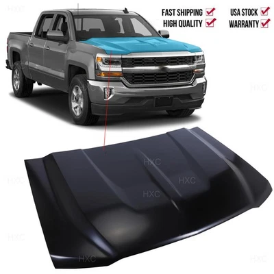 For 2016 2017 2018 Chevrolet Silverado 1500 Front Hood Panel Aluminium Black - Image 1 of 4