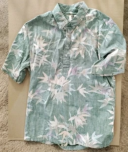 Camisa Tori Richard Para Hombre Mediana Verde Tostado Abotonada Hojas Hawaianas Floral EE. UU. - Imagen 1 de 4