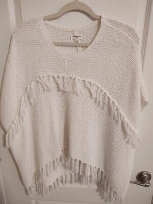 Suéter Pancho Shaw Talla Única World Market Envolvente Flecos Blanco Foto 1 de 3