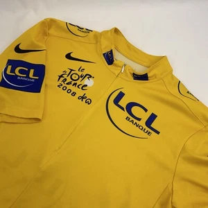 Nike Le Tour de France 2008 Men's Yellow Polyester Short Sleeve Bike Shirt L - Picture 1 of 7