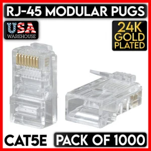 1000PCS RJ45 Conector Cat5e Cable RJ-45 Enchufe Final 8P8C Modular Ethernet Red - Imagen 1 de 3