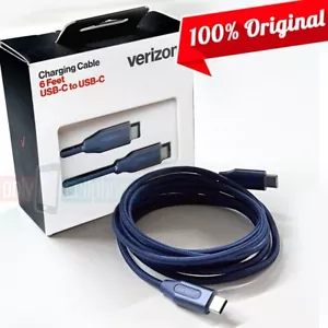 Verizon 6FT Braided Blue USB-C Fast Charge Data Cable for iPhone 15/Pro/Max/Plus - Picture 1 of 12