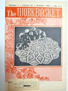 Workbasket Magazine Knit Crochet VTG Vol 27 Oct 1961 Stole Doily Doll Clothes - Picture 1 of 9