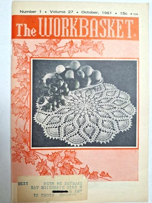 Workbasket Magazine Knit Crochet VTG Vol 27 Oct 1961 Stole Doily Doll Clothes - Image 1 of 4