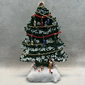 12" Tall Christmas Tree Made of Jigsaw Puzzle Pieces Handcrafted One of a Kind - Picture 1 of 11
