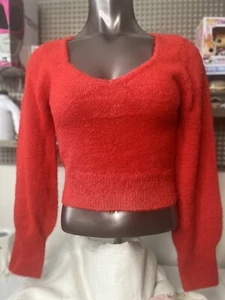 Sincerely Jules Women’s Sweater V-Neck Large Red NWT Cropped - Picture 1 of 4