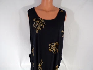 Vintage Rima Beach Wear Lingerie Full Length Black Gold Cover Up Silky Open Side - Picture 1 of 10