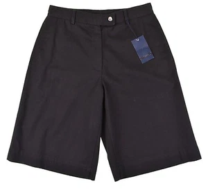 Nuevos con etiquetas Pantalones Cortos Informales Incotex Hechos en ITALIA Negro Liso Algodón Sarga Mujer 28 NUEVOS - Imagen 1 de 9