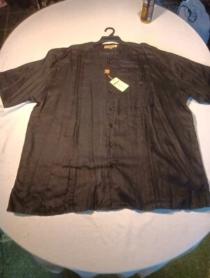 Inserch Long Sleeve Button Up Down Striped Shirt  Black Size 4XL NWT  0314 - Image 1 of 4