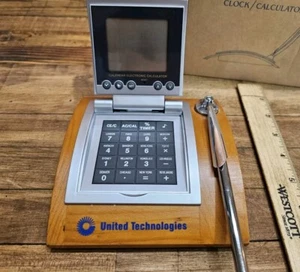 UNITED TECHNOLOGIES Pratt & Whitney Tisch-Weltzeituhr Taschenrechner & Stift ☆ - Bild 1 von 4