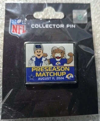 Prendedor del día del juego Dallas Cowboys Los Angeles Rams 11/08/24 pretemporada estadio SOFI Foto 1 de 3