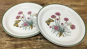 2 Salad Plates Wedgwood England Florabunda Armeria Maritima Butterfly 13622 Pink - Picture 1 of 2