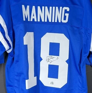 MAGLIA COLTS AUTOGRAFATA Manning firmata a mano calcio ologramma COA - Foto 1 di 5