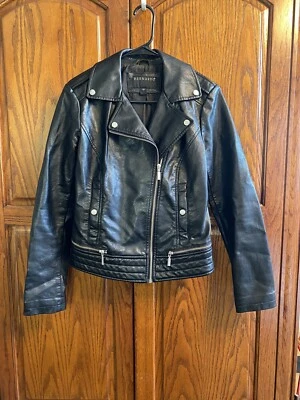 Chaqueta de moto Bernardo talla S pequeña de imitación de cuero negra Foto 1 de 4